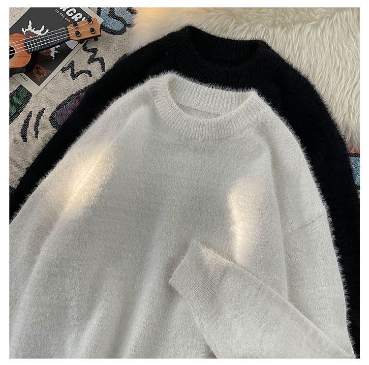 Crew Neck Plain Sweater Product Image