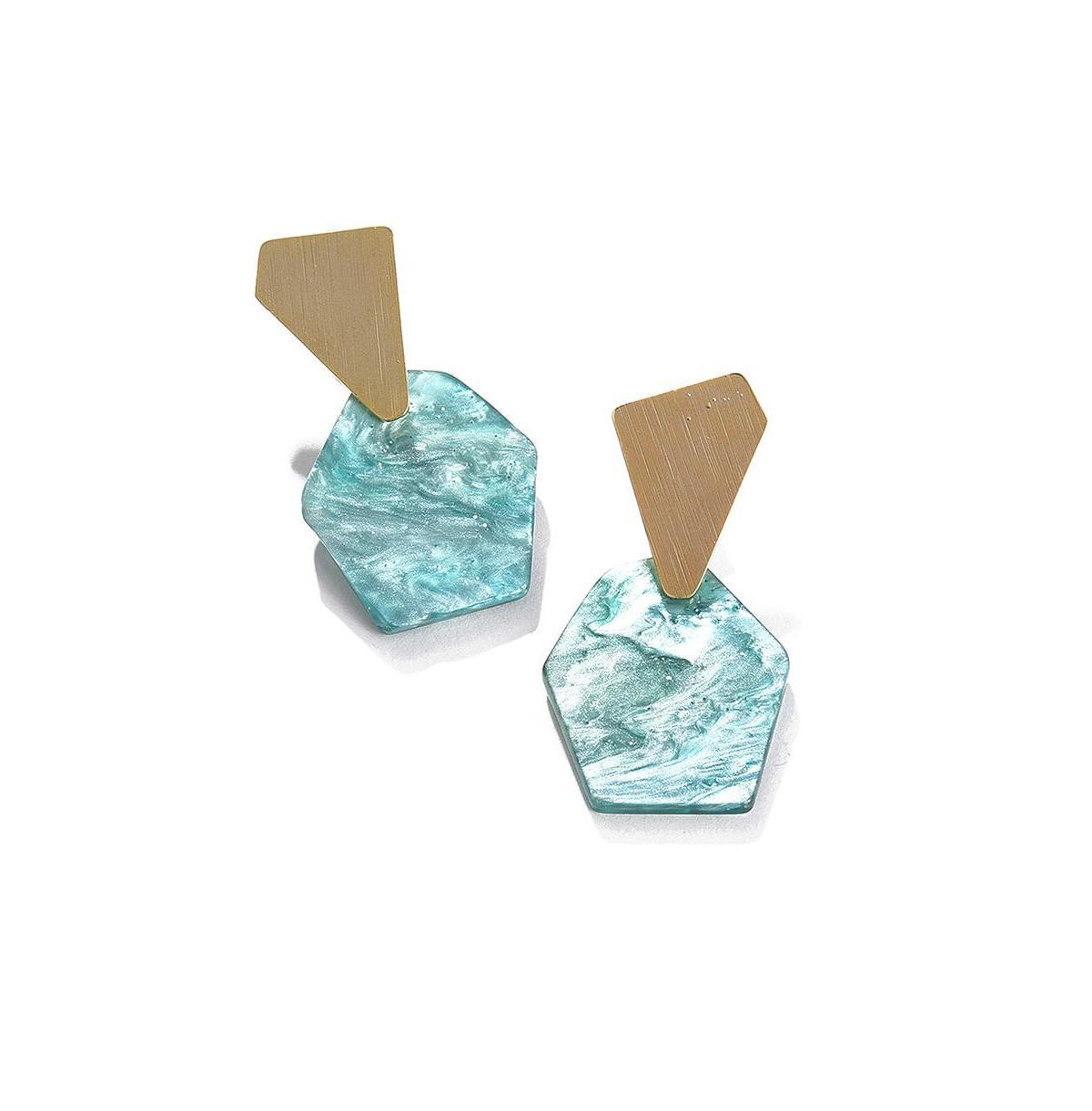 Sohi Womens Blue Textured Abstract Drop Earrings Product Image