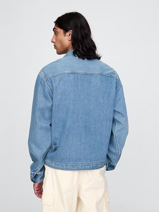 Denim Zip Shirt Jacket Product Image