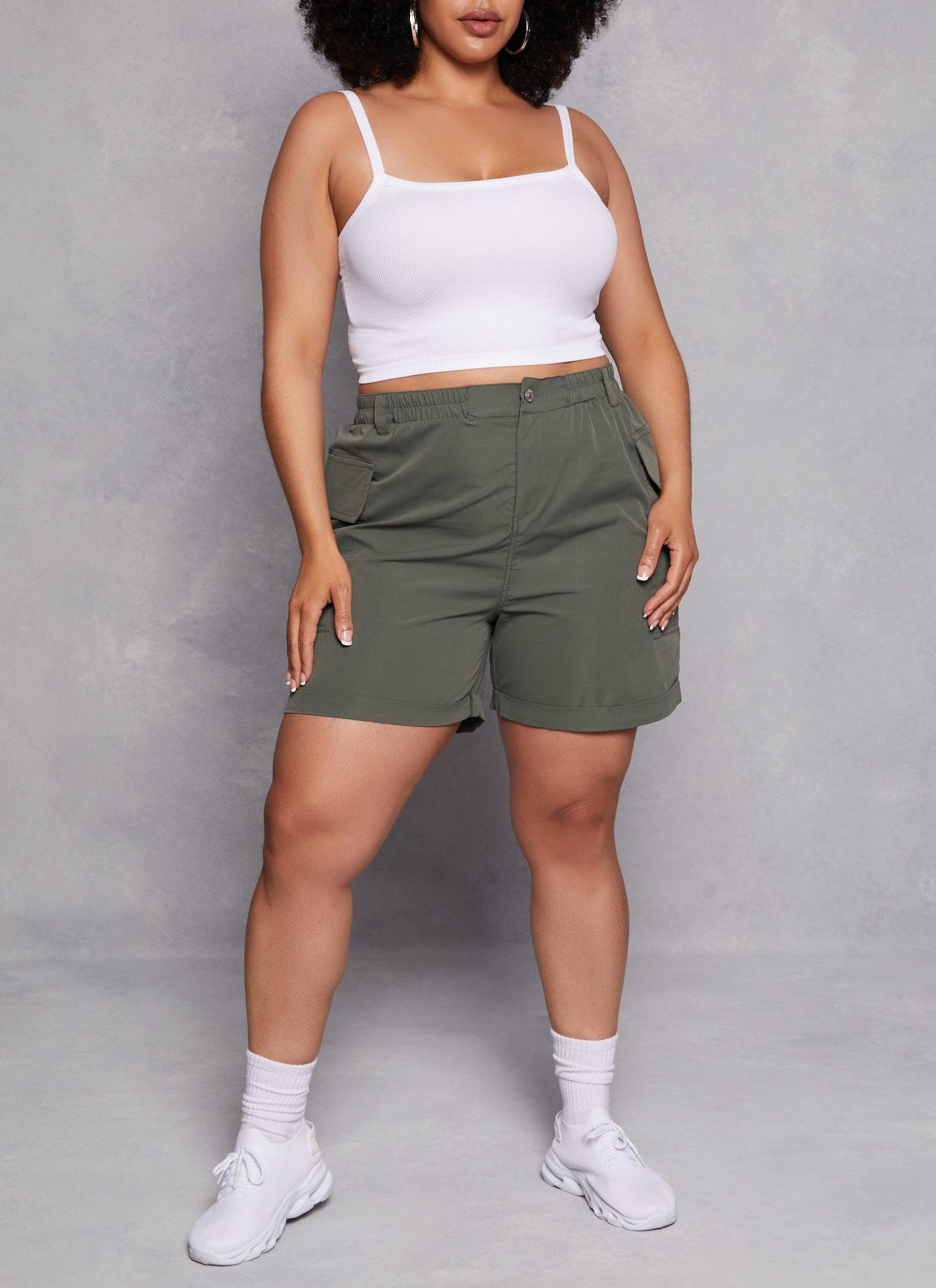 Womens Plus Size High Waisted Cargo Shorts Product Image