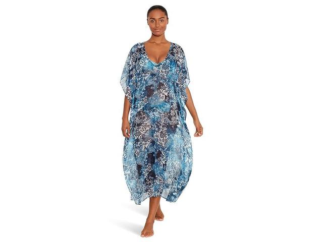 Lauren Ralph Lauren Indigo Patchwork Midi Caftan Cover Up (Multicolor) Women's Swimwear Product Image