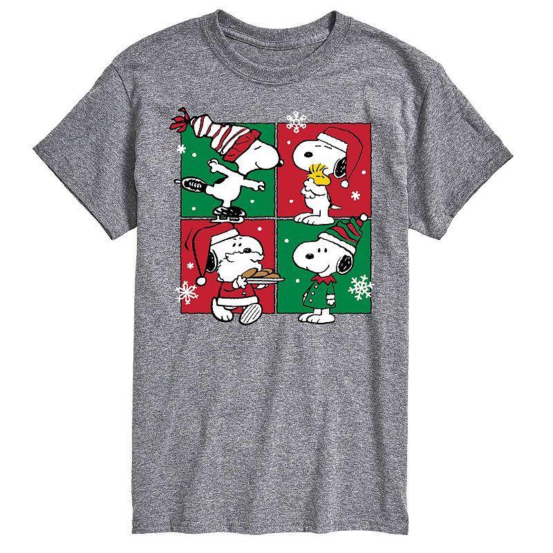 Big & Tall Peanuts Snoopy Christmas Tee, Mens Med Grey Product Image