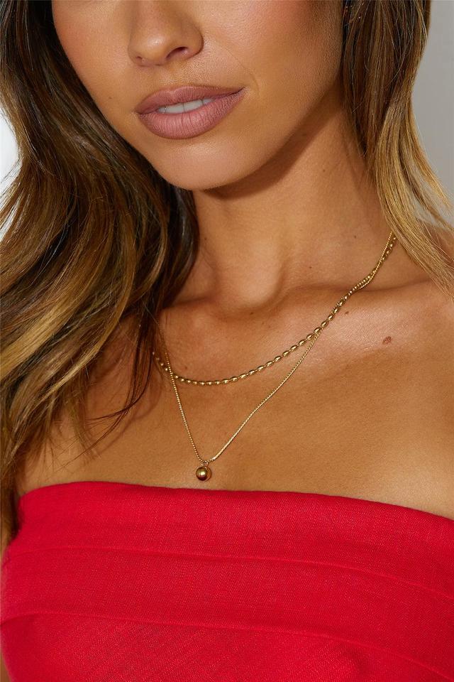 18k Gold Plated Double Lover Chain Necklace Gold Product Image