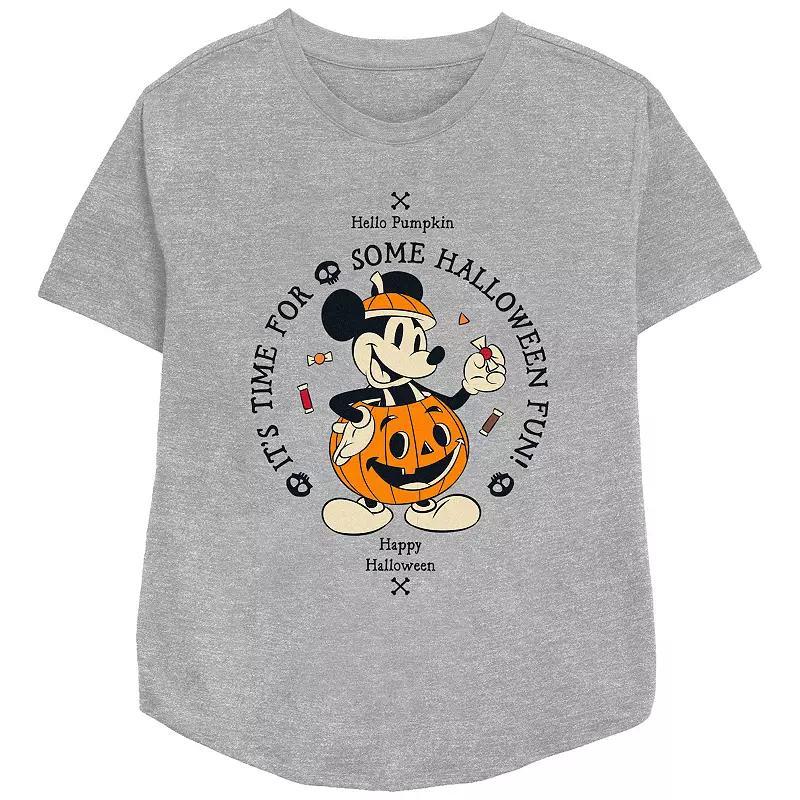 Disneys Mickey Mouse Hello Pumpkin Its Time For Some Halloween Fun Womens Relaxed Fit Graphic Tee Athletic Grey Product Image