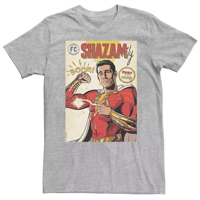 Big & Tall Shazam Fury Of The Gods Shazam Comic Logo Tee, Mens Athletic Grey Product Image