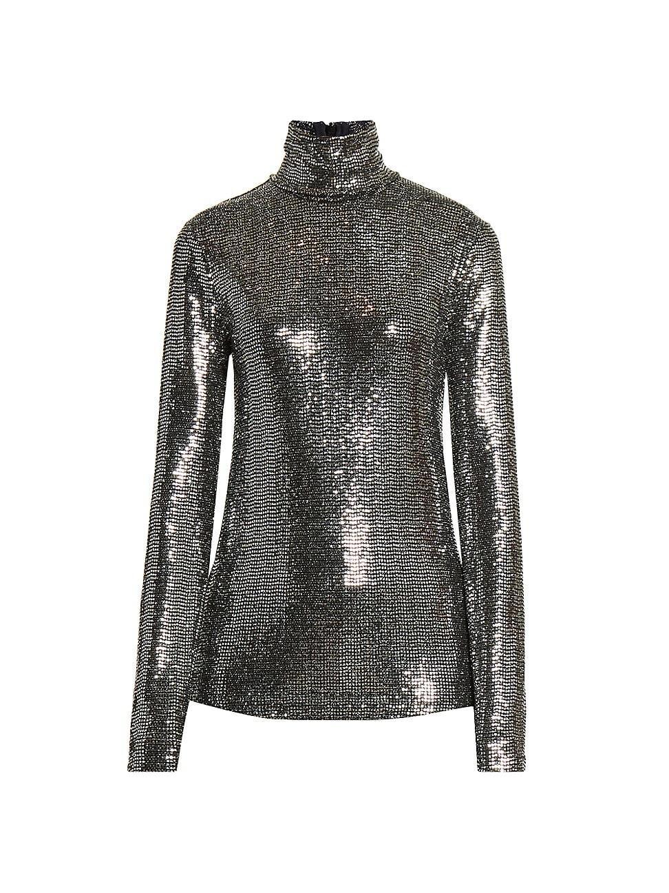 Womens Joyela Sequin-Embellished Mock Turtleneck Top Product Image