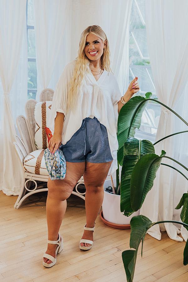 The Aleena High Waist Shorts In Airy Blue Curves Product Image