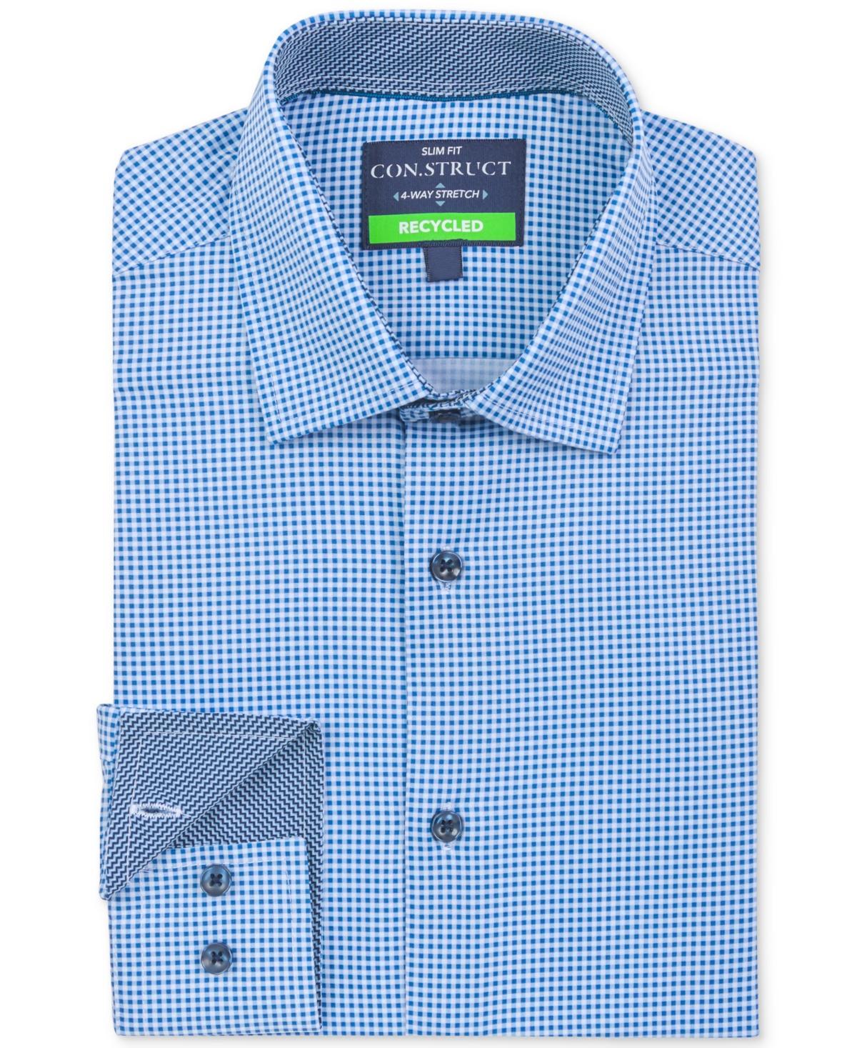 Mens Recycled Slim Fit Gingham Performance Stretch Cooling Comfort Dress Shirt Product Image