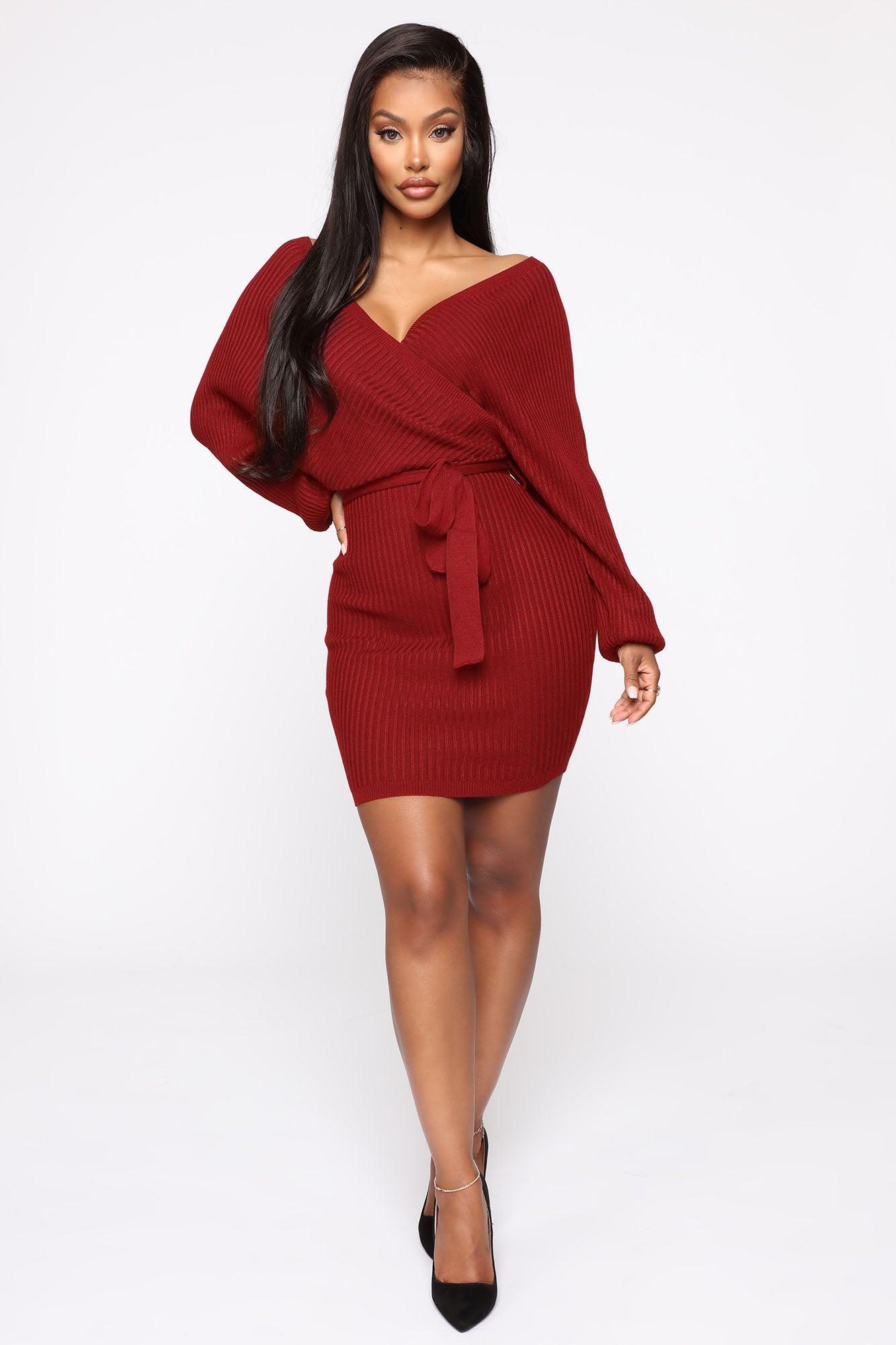 Just Between Us Sweater Dress - Red Product Image