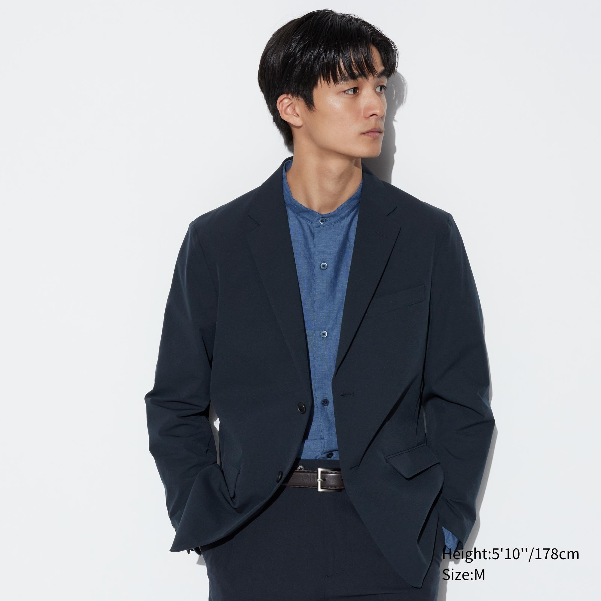 Mens Airsense Blazer (Cotton Like) with Quick-Drying Navy Small UNIQLO US Product Image