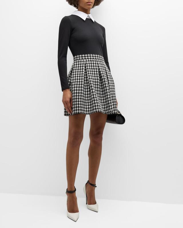 Womens Charla Houndstooth Pleated Minidress Product Image