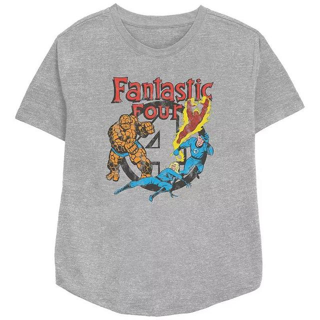 Womens Marvel Fantastic Four Vintage Poster Graphic Tee Grey Gray Product Image