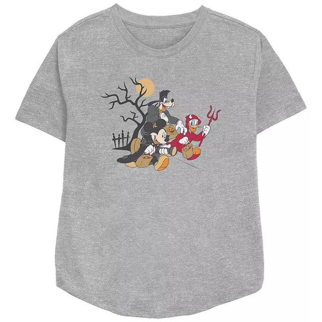 Disneys Mickey Mouse And Friends Trick Or Treaters Womens Relaxed Fit Graphic Tee Athletic Grey Product Image