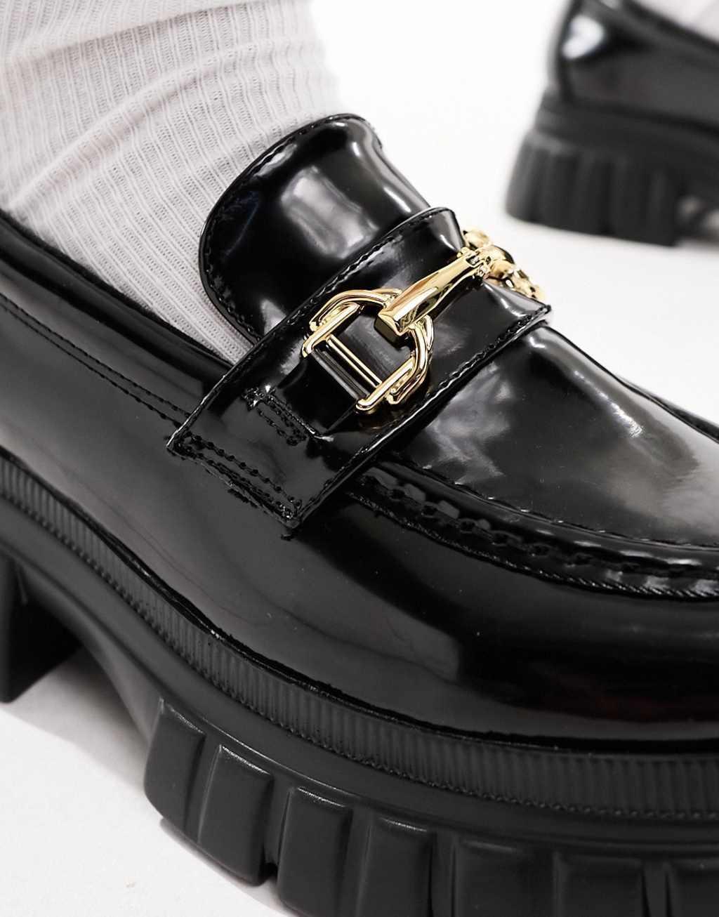 ASOS DESIGN Magnus chunky loafers in black patent Product Image