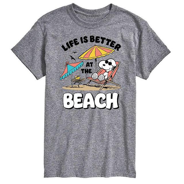 Big & Tall Peanuts Snoopy Lifes Better At The Beach Graphic Tee, Mens White Product Image