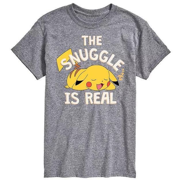 Mens Pokemon The Snuggle Pikachu Tee Athletic Grey Gray Product Image