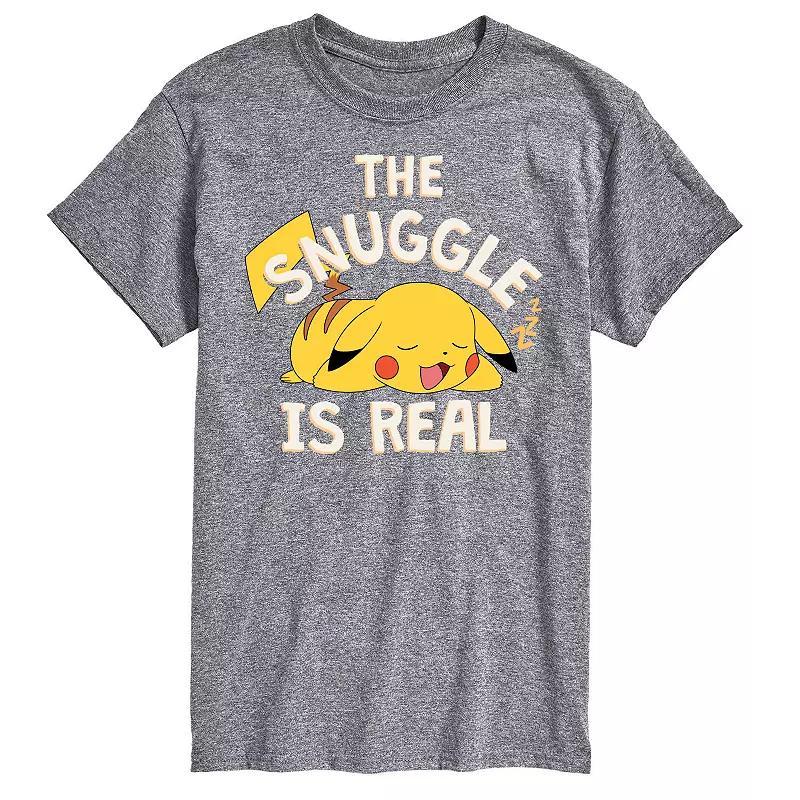 Mens Pokemon The Snuggle Pikachu Tee Athletic Grey Gray Product Image