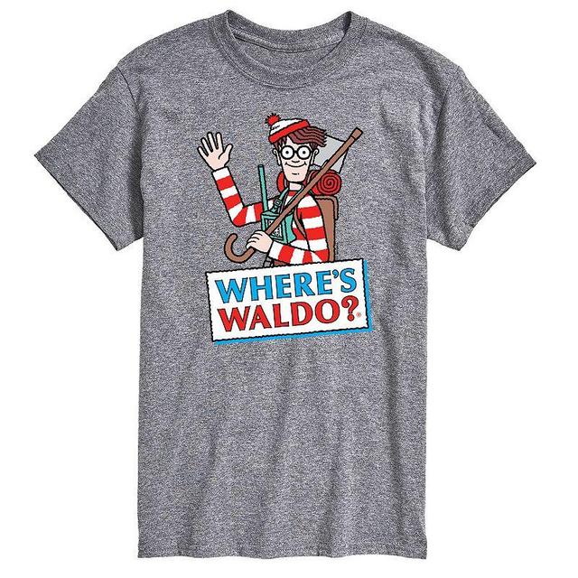 Mens Wheres Waldo Logo Graphic Tee Athletic Grey Product Image