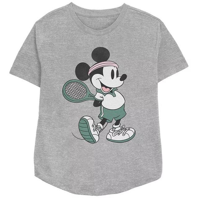 Disneys Mickey Mouse Vintage Tennis Player Womens Relaxed Fit Graphic Tee Athletic Grey Product Image