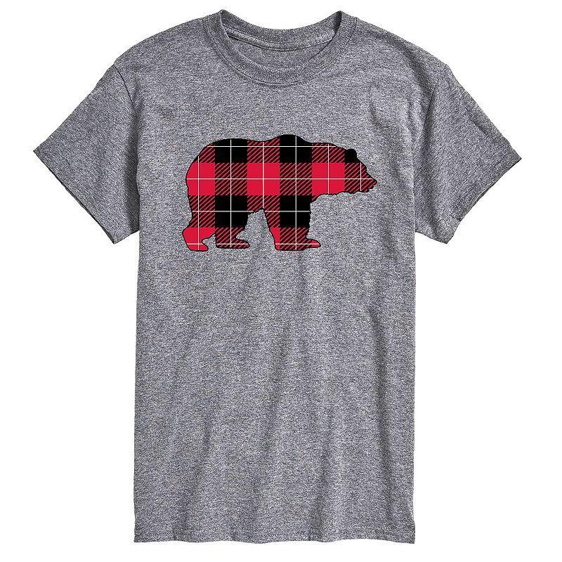 Big & Tall Buffalo Plaid Bear Tee, Mens Product Image