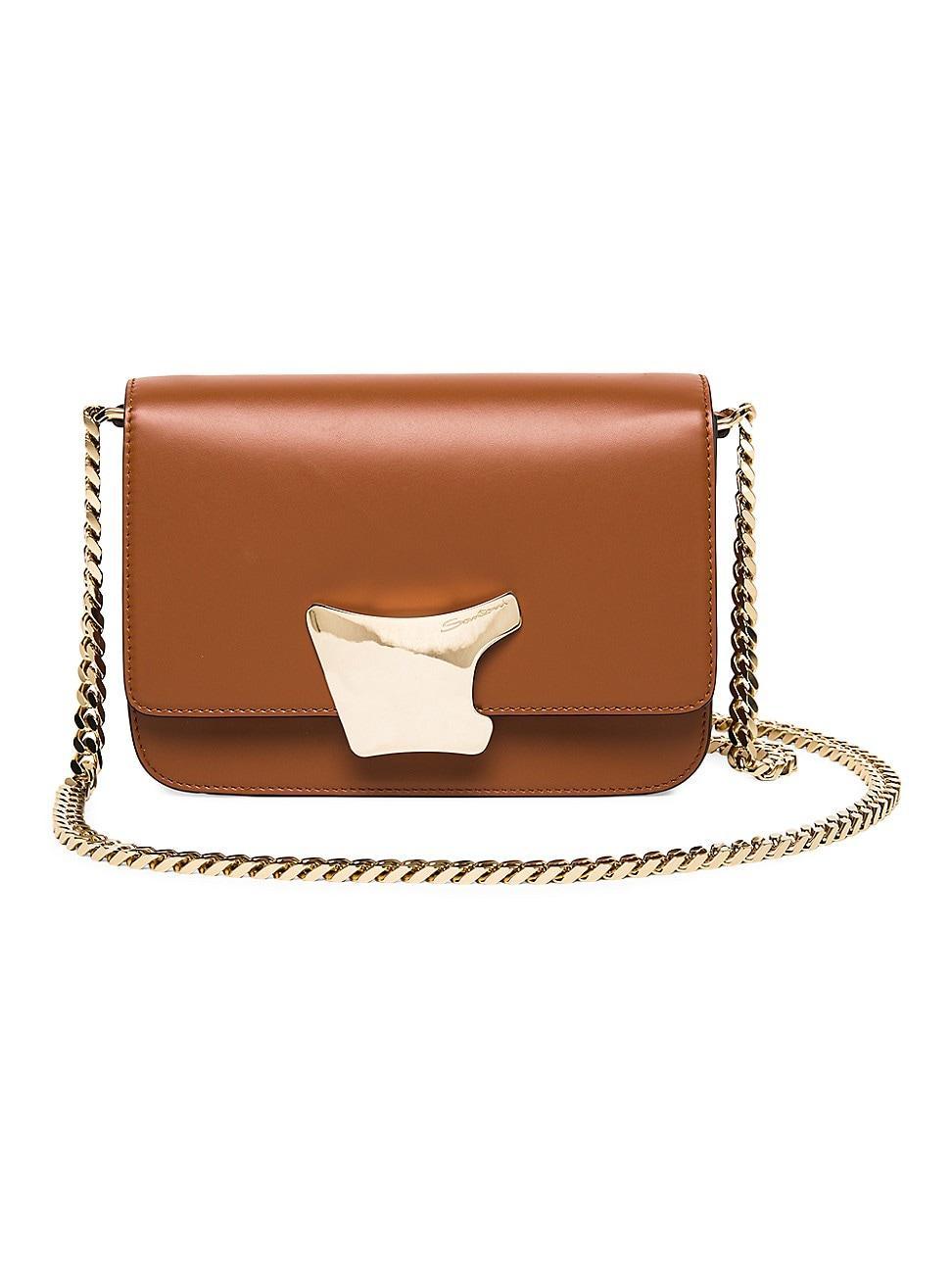 Womens Buckle-Detailed Leather Shoulder Bag Product Image