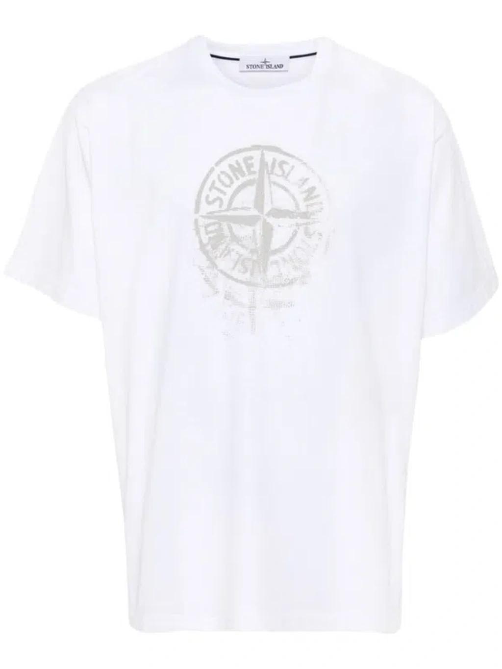 Compass-print Cotton T-shirt In White Product Image