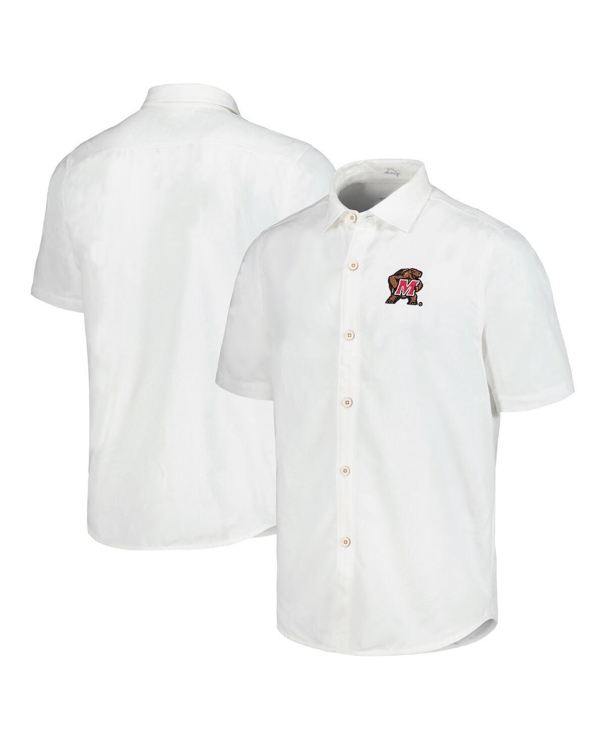 Tommy Bahama Mens White Wisconsin Badgers Coconut Point Palm Vista IslandZone Camp Button-Up Shirt Product Image