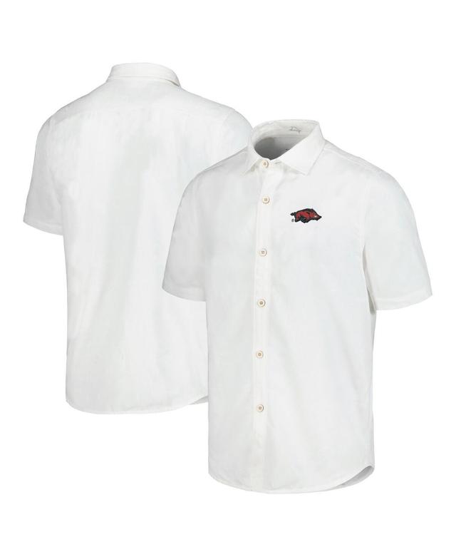 Tommy Bahama Mens White Texas A&M Aggies Coconut Point Palm Vista IslandZone Camp Button-Up T-Shirt Product Image