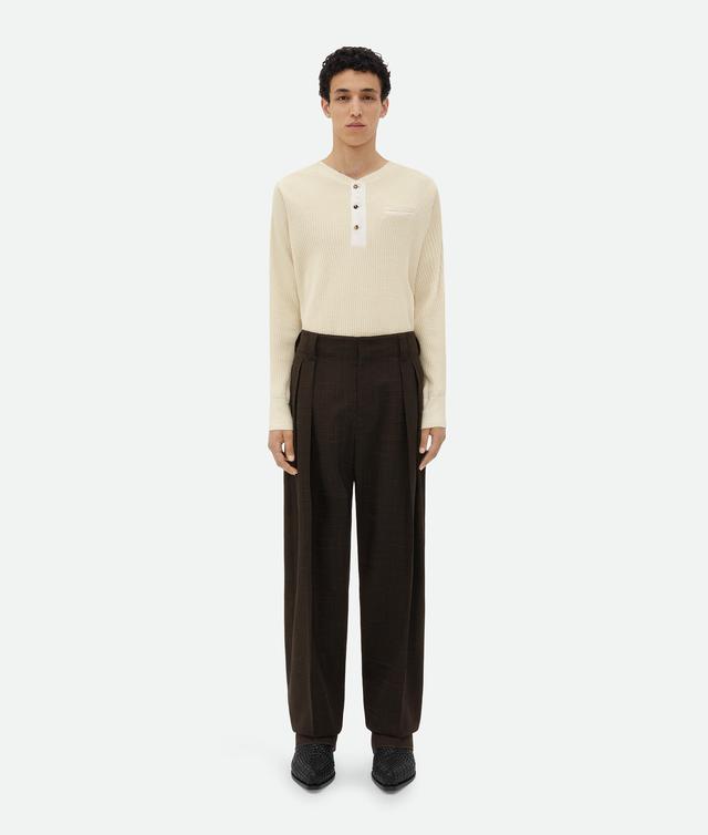 Men's Viscose And Silk Criss-Cross Pleated Pants in Fondant / Black melange Product Image