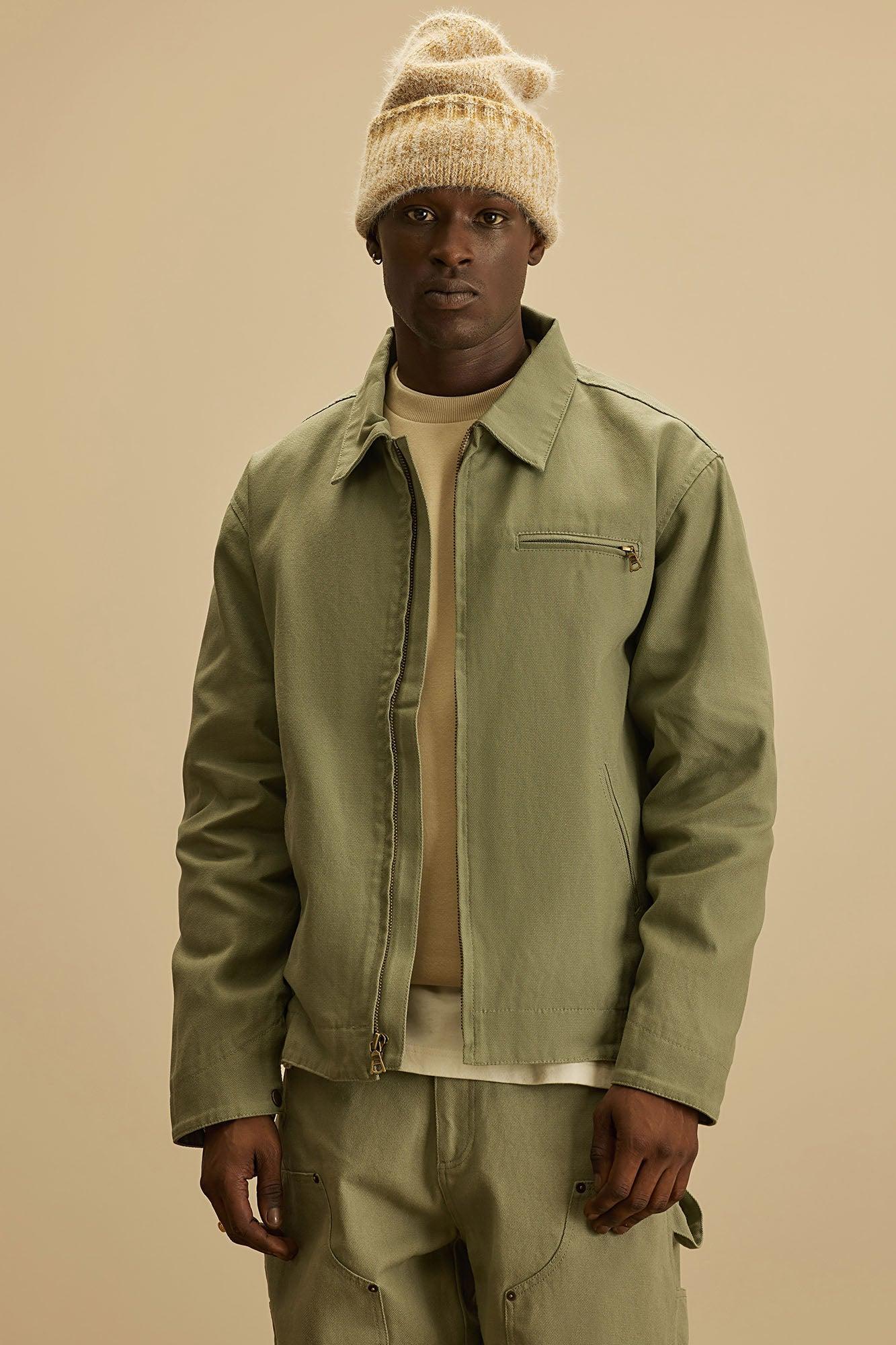 Alexander Utility Canvas Zip Work Jacket - Olive Product Image