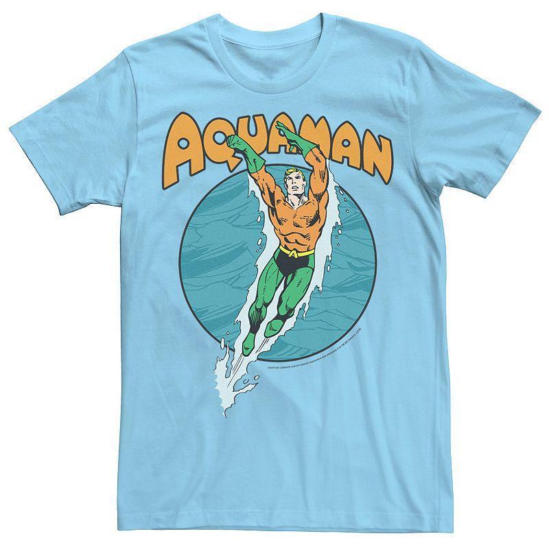 Mens DC Comics Aquaman Swimming Dance Tee Blue Product Image