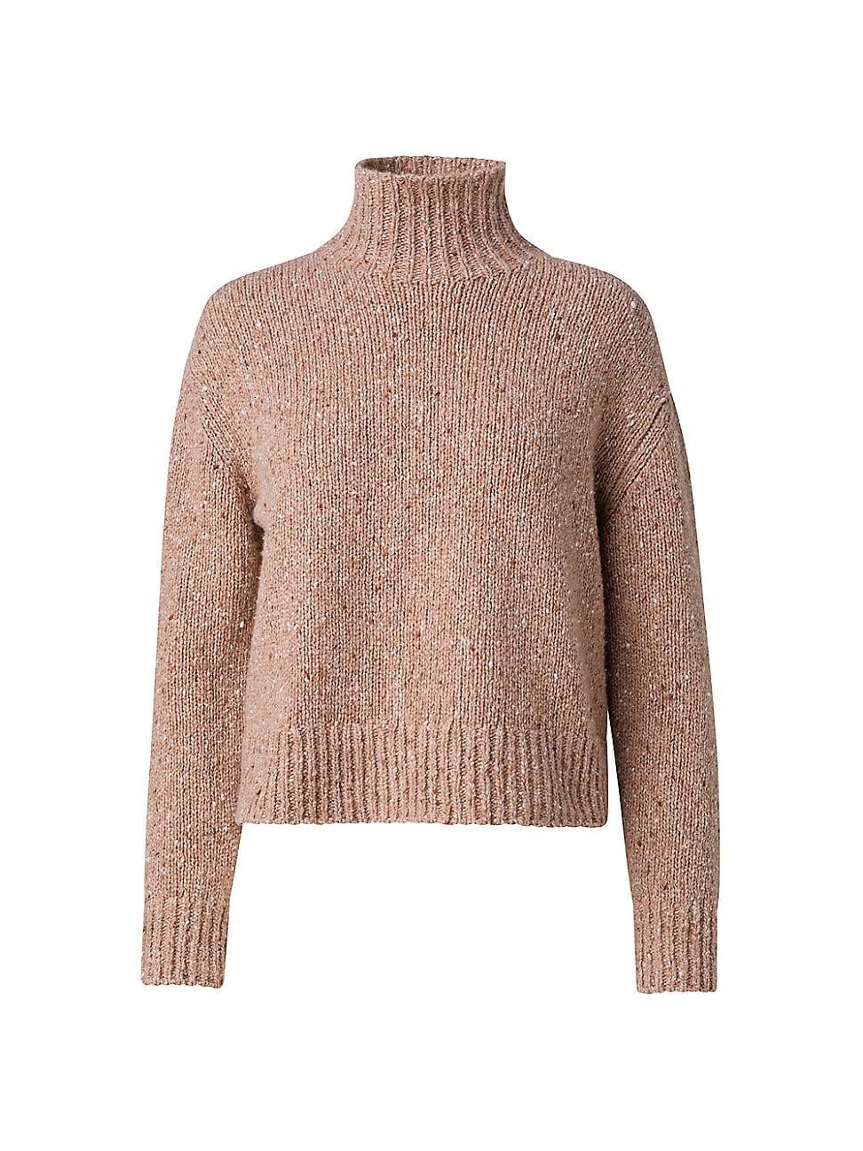 Womens Cashmere Tweed Turtleneck Sweater product image