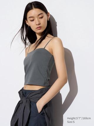 Womens Airism Cropped Bra Tube Top Dark Gray 2XL UNIQLO US Product Image