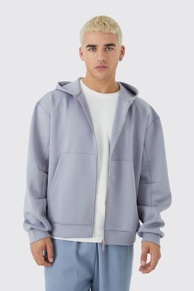 Oversized Boxy Zip Through Scuba Hoodie | boohooMAN USA Product Image