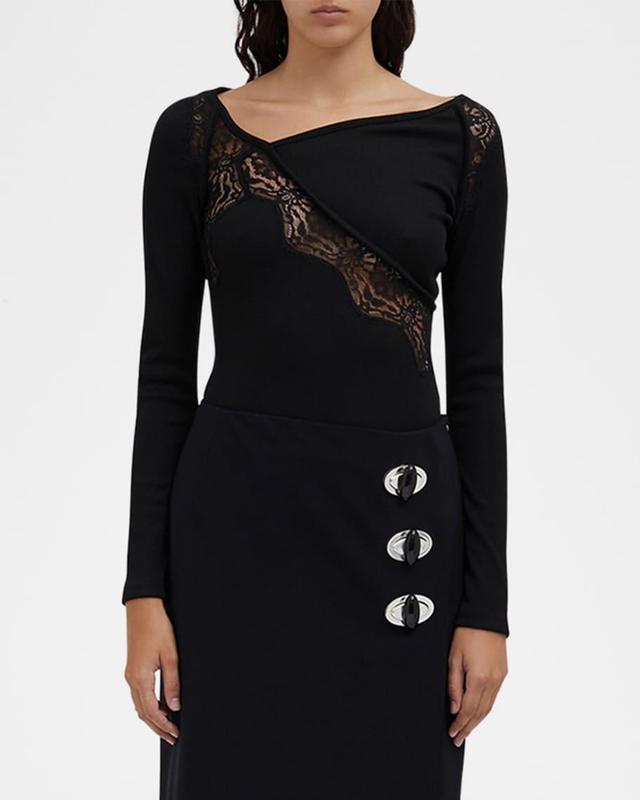 Lace Inset Long-Sleeve Top Product Image