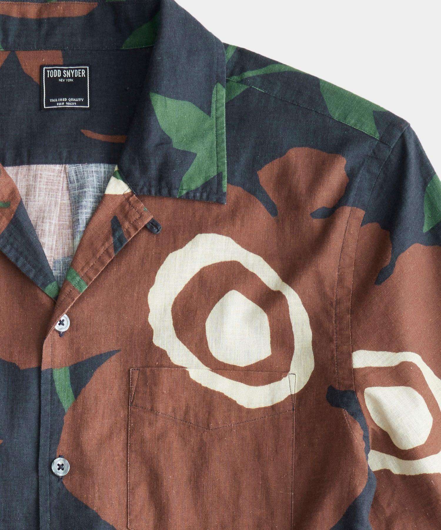 Abstract Floral Short Sleeve Camp Collar Shirt Rust Product Image