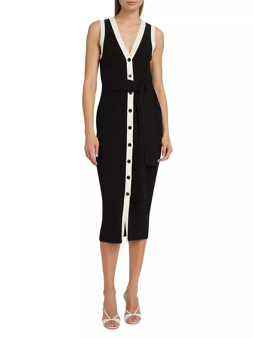 Victoria Tipped Tie-Waist Midi-Dress Product Image