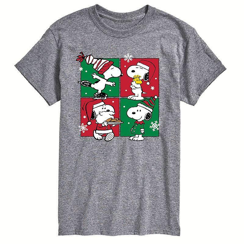 Mens Peanuts Christmas Grid Tee Med Grey Product Image