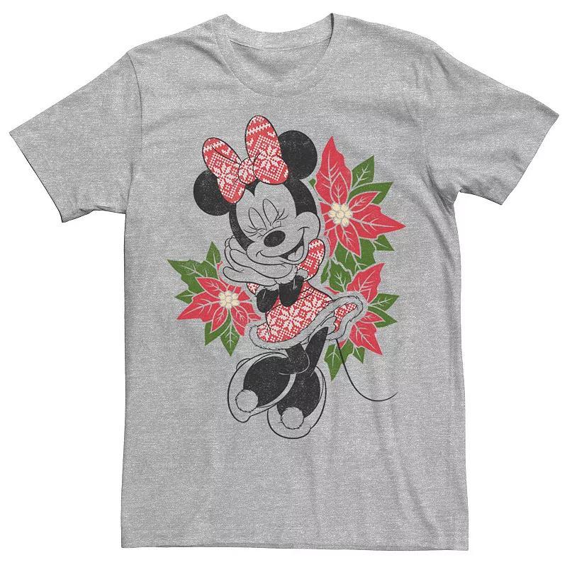 Mens Disney Minnie Mouse Holiday Floral Christmas Portrait Tee Athletic Grey Product Image