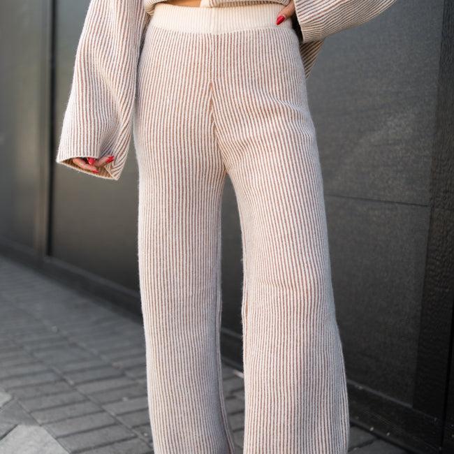 This Time Around Thick Ribbed Taupe Lounge Pants Product Image