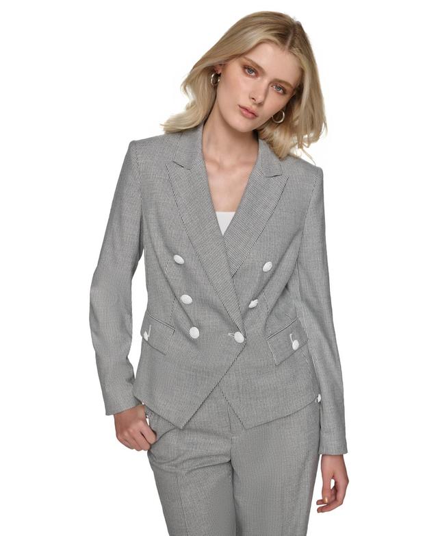 Karl Lagerfeld Paris Womens Pinstripe Double-Breasted Blazer Product Image