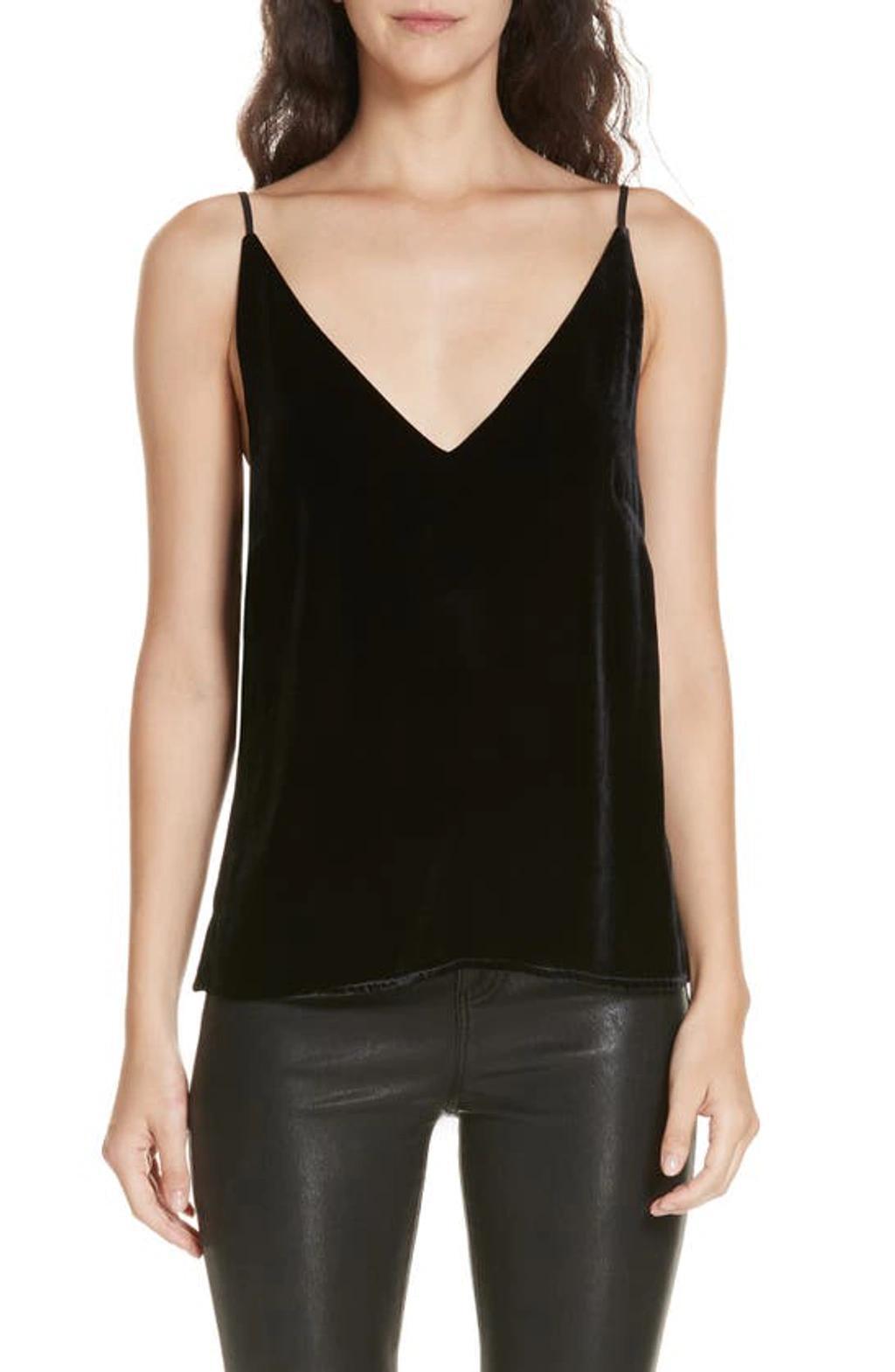 Gabriella V-neck Tank Top In Black Product Image