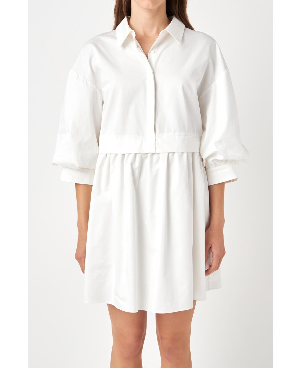 Womens Puff Sleeve Shirt Dress Product Image