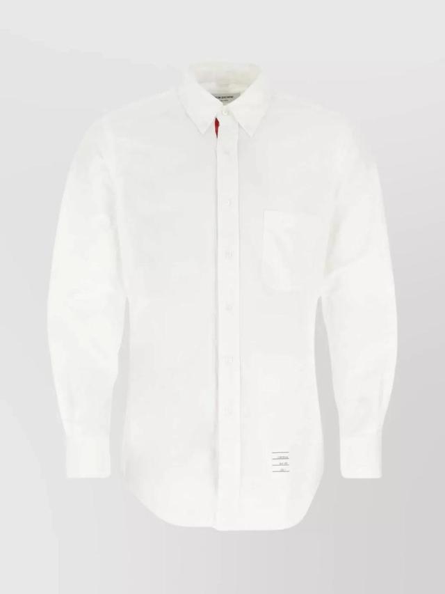 Versatile Cotton Shirt With Long Sleeves In White Product Image