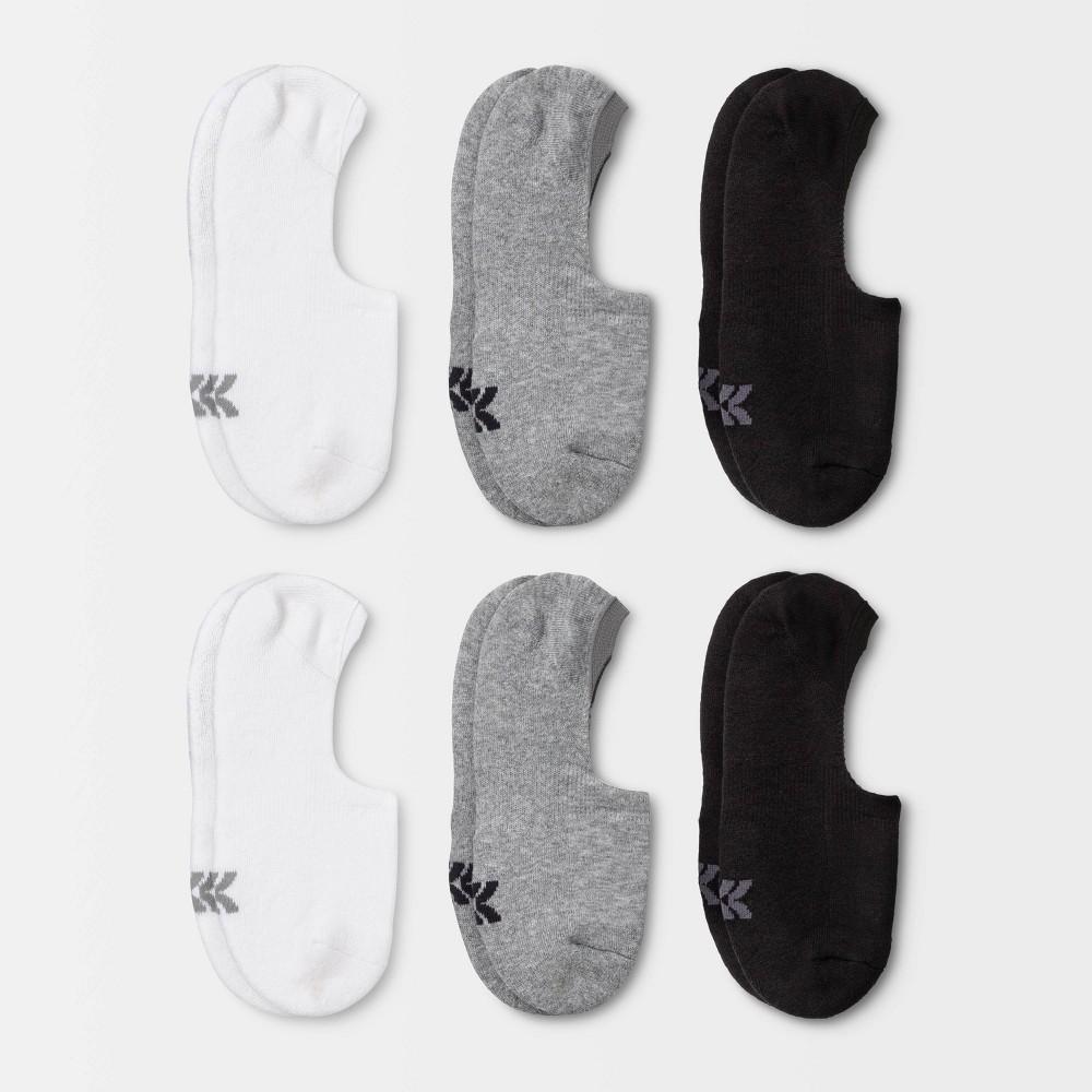 Womens Extended Size Cushioned 6pk Liner Athletic Socks - All in Motion - White/Heather /Black 8-12 Product Image