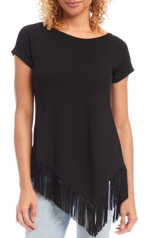 Karen Kane Asymmetric Fringe Jersey Top Product Image