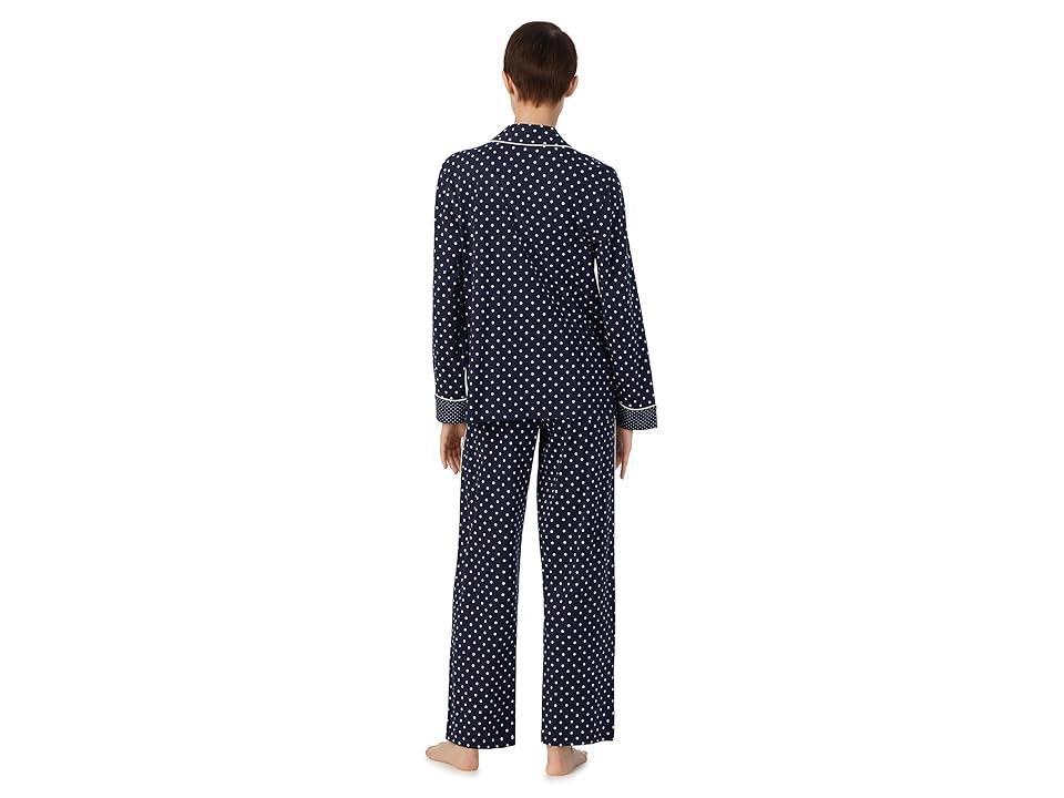 LAUREN Ralph Lauren Long Sleeve Pima Cotton Notch Collar PJ Set Dot) Women's Pajama Sets Product Image