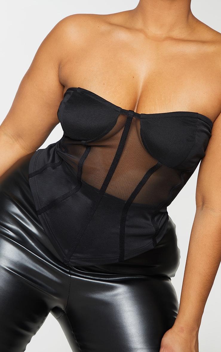 Plus Black Structured Mesh Corset Product Image