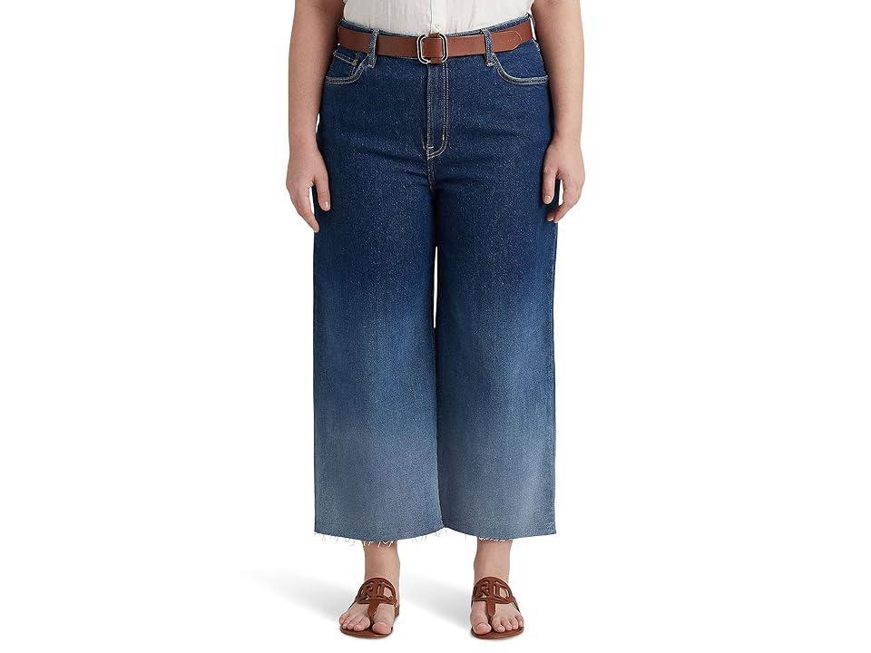 LAUREN Ralph Lauren Plus Size Ombre High-Rise Wide-Leg Cropped Jeans in Ombre Canyon Wash (Ombre Canyon Wash) Women's Jeans Product Image