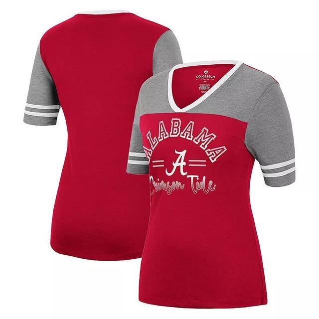 Womens Colosseum Crimson/Heathered Gray Alabama Crimson Tide There You Are V-Neck T-Shirt Product Image